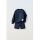 Zara Мягкий топ с отстрочкой и шорты бермуды в комплекте , Цвет: Синий, Размер: 6 лет (116 см)