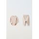 Zara Напечатанный комбинезон и спортивные штаны , Цвет: Бежевый, Размер: 0-1 месяцев (56 см)