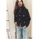 Zara Пиджак из пике с круглым вырезом , Цвет: Черный, Размер: XS