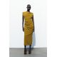 Zara Платье-миди с золотыми аппликациями , Цвет: Зеленый, Размер: XS