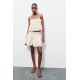 Zara Шорты с вышивкой , Цвет: Бежевый, Размер: XS