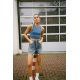 Zara   trf high-waist denim ripped shorts , Цвет: Синий, Размер: 32
