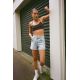 Zara Джинсовые бермуды с высокой посадкой и пятью карманами, Цвет: Синий, Размер: 32