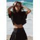 Zara Рубашка из кропированного поплина , Цвет: Черный, Размер: XS