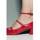Zara Туфли-балетки на каблуке с ремешками , Цвет: Красный, Размер: 35