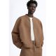Zara Утепленная куртка-бомбер с текстурным рисунком , Цвет: Коричневый, Размер: S (US S)