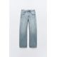 Zara   trf слоучи средневысокие джинсы с деталью выпуска , Цвет: Синий, Размер: 32