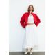 Zara Куртка из атласа с контрастной окантовкой , Цвет: Красный, Размер: XS