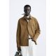 Zara Рубашка-овершерт из хлопковой ткани в классическом крое, Цвет: Коричневый, Размер: S (US S)