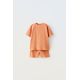 Zara Плюшевая футболка и бермуды из вафельного трикотажа координированные комплектом , Цвет: Оранжевый, Размер: 1½ лет (86 см)