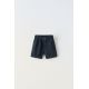 Zara Шорты-бермуды из льна с эластичным поясом и застежкой на пуговицу спереди, Цвет: Синий, Размер: 1½ лет (86 см)