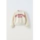 Zara Обрезанный свитшот с вытянутым слоганом , Цвет: Бежевый, Размер: 6-7 лет (120 см)