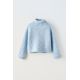 Zara Вязаный свитер с воротником-шарфиком и длинными рукавами с отворотами, Цвет: Синий, Размер: 6-7 лет (120 см)
