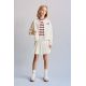 Zara Юбка с эластичным поясом, боковыми складками и металлическими аппликациями на талии, Цвет: Бежевый, Размер: 6 лет (116 см)