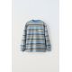 Zara Полосатая футболка с лозунгом , Цвет: Синий, Размер: 6-7 лет (120 см)