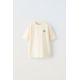 Zara Футболка с вышитым нашивкой , Цвет: Бежевый, Размер: 6-7 лет (120 см)