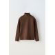 Zara Футболка с высоким воротником и ребристой текстурой , Цвет: Коричневый, Размер: 6-7 лет (120 см)