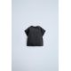 Zara Футболка с круглым вырезом и короткими воротниками с отворотами, застегивающаяся на пуговицу на плече, Цвет: Серый, Размер: 1-3 месяцев (62 см)