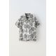 Zara Рубашка с принтом цветов из хлопка и льна , Цвет: Черный, Размер: 6-7 лет (120 см)