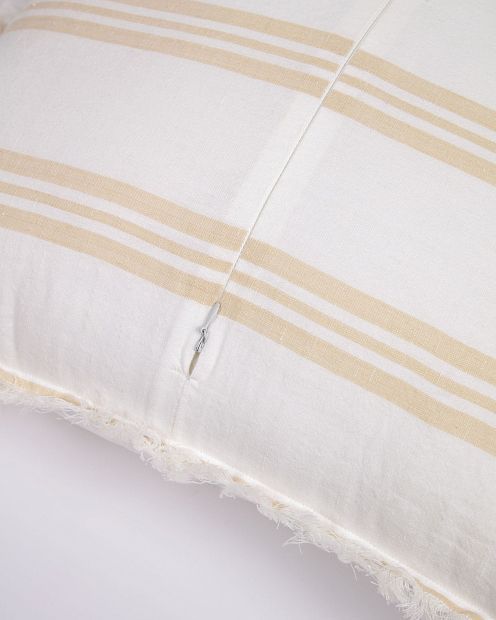 Чехол на подушку Dawa из хлопка и льна бежевого и белого цвета
