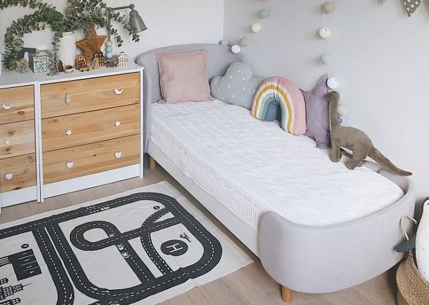 Кровать KIDI Soft для детей от 3 до 7 лет (серый)