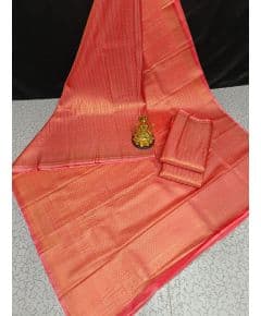 - Carrot Red Cotton Woven Saree - image 3 | Saree Palace Germany | Bazaa