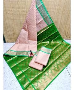 - Green & Baby Pink Semi Silk Saree - image 3 | Saree Palace Germany | Bazaa