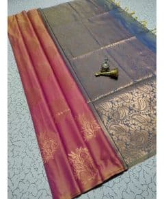 - Pink & Grey Soft silk Saree - image 3 | Saree Palace Germany | Bazaa