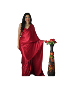 - Gorgeous Elegant Georgette Dark Red Silk Saree - image 3 | Saree Palace Germany | Bazaa