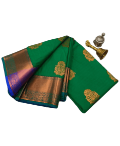 - Kanchivaram pure silk saree in emerald green - image 3 | Saree Palace Germany | Bazaa