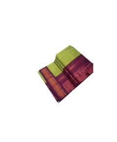 - Light green cotton saree with dark purple boarder - image 3 | Saree Palace Germany | Bazaa