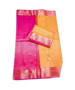 - Pink & Yellow Cotton SIlk Saree - image 3 | Saree Palace Germany | Bazaa