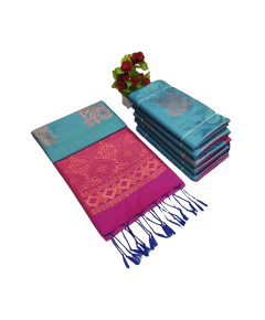 - Sky Blue & Pink Soft Silk Saree - image 3 | Saree Palace Germany | Bazaa