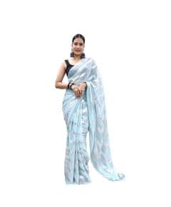 - Sky blue fancy ready to wear saree - image 3 | Saree Palace Germany | Bazaa