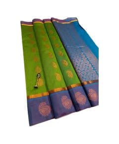 - First quality kottanchi light green saree With big border and contrast pallu &blouse - image 3 | Princess Fashion | Bazaa