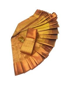 - Gold Elite bridal silk saree with silver jari & golden Jari - image 3 | Princess Fashion | Bazaa