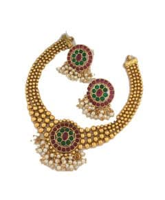 - Red & Green Kundan Necklace Set - image 3 | Saree Palace Germany | Bazaa