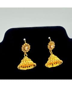 - Gold Plated Polki Kundan Jhumka - image 4 | Vastraany | Bazaa