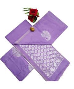 - Light purple and silver Soft silk sarees with very rich butta embossed silk sarees - image 3 | Princess Fashion | Bazaa