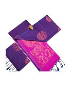 - Purple and magenta Soft silk sarees with very rich butta embossed silk sarees - image 3 | Princess Fashion | Bazaa