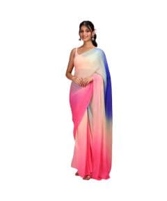 - Fancy Georgette multicolor saree - image 7 | Saree Palace Germany | Bazaa