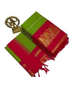 - Light green cotton saree with red boarder - image 3 | Saree Palace Germany | Bazaa