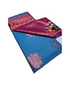 - Teal blue and purple silk saree - image 3 | Saree Palace Germany | Bazaa