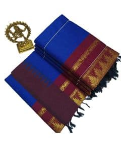 - Navy blue saree with maroon boarder - image 3 | Saree Palace Germany | Bazaa