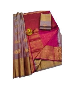 - Onion color Banaras silk saree - image 3 | Saree Palace Germany | Bazaa