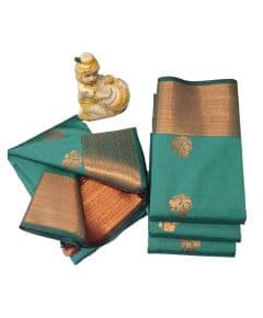 - Turquoise cotton silk saree - image 3 | Saree Palace Germany | Bazaa