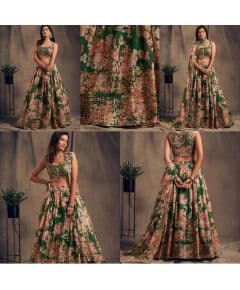 - New Eid Collection Emerald Green Floral Embroidered Lehenga Set - image 3 | Saree Palace Germany | Bazaa