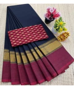 - Chettinad Cotton Sarees fancy design With Blouse - image 3 | Indi Store | Bazaa