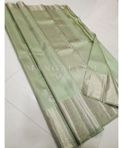 - Light Green with Silver Border Saree - image 1 | Mangalyam | Bazaa