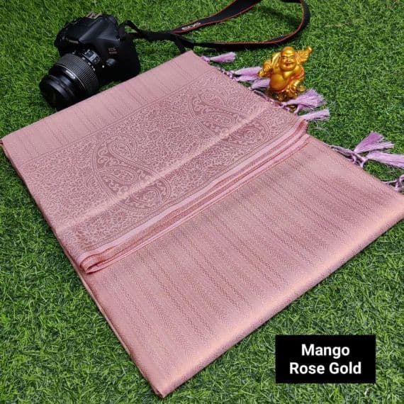 - Mango Rose Gold Soft Silk Saree - image 8 | Saree Palace Germany | Bazaa